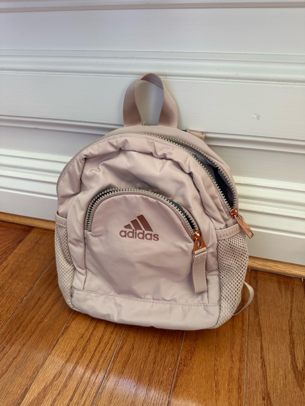 **SOLD ON DEPOP** adidas Small Blush Pink Backpack with Rose Gold Accents